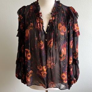 Ulla Johnson “Miray” Floral Print Silk Blouse